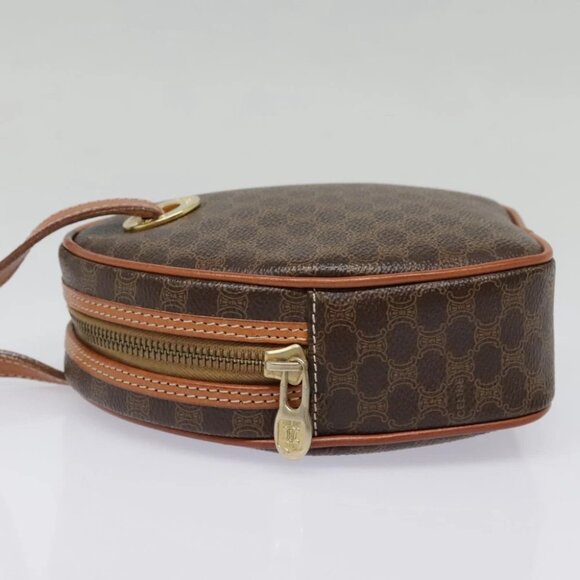 CELINE Macadam Canvas Shoulder Bag PVC Leather Brown Gold Auth 92725V - Picture 4 of 15